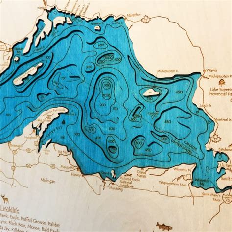 Lake Superior 3d Nautical Wood Map 16 X 20