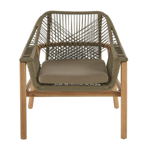 Fauteuil De Jardin En Corde Tress E Vert Kaki Et Acacia Massif Knock