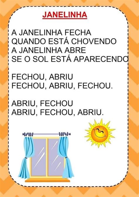 Janelinha Parlendas educação infantil Poesia para educação infantil