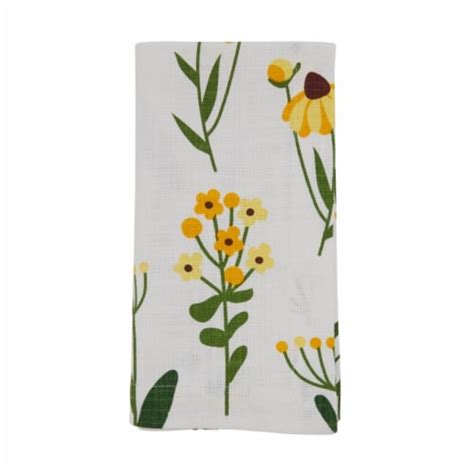 Saro Lifestyle 20 In Square Cotton Table Napkins With Yellow Daisy