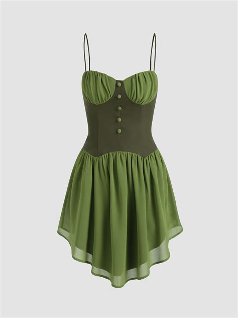 Button Detail Mini Corset Dress Cider