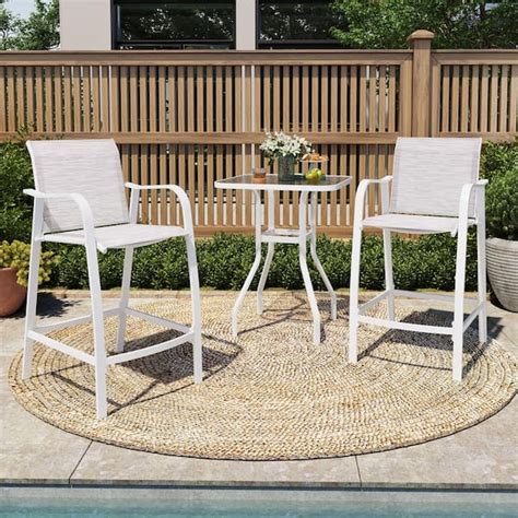 Crestlive Products Aluminum Outdoor Bar Stool In White Gray 2 Pack） Cl