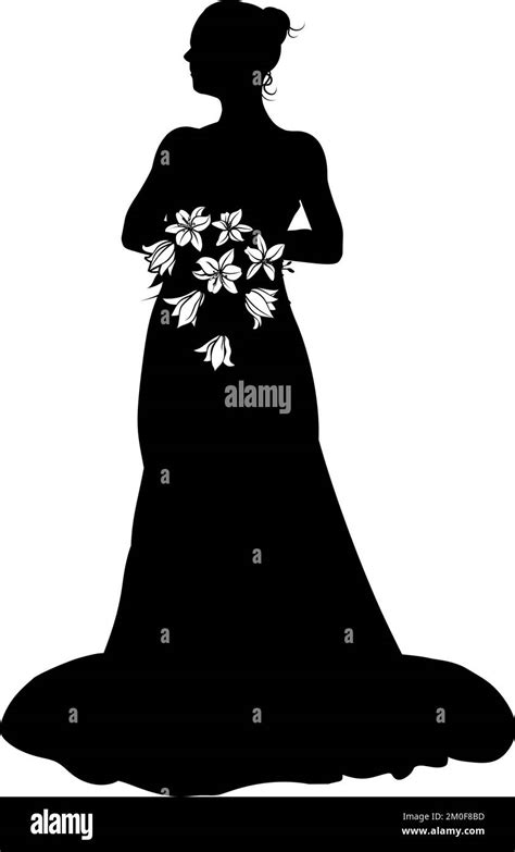 Bride Bridal Wedding Dress Silhouette Woman Design Stock Vector Image