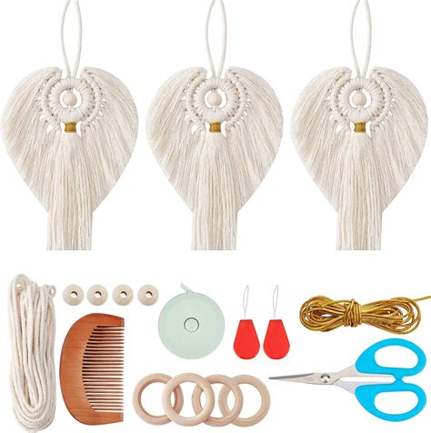 FREEBLOSS 3 Set DIY Makramee Engel Kit Engel Hängende Ornament Boho