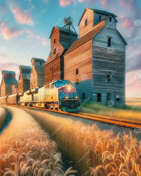 Railway Prairie Sunrise Landscape Wheat Field Rural Countryside