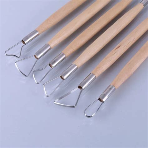 6PCS Set 8 Inch Double End Conventional Ribbon Tools Wood Handle Wax