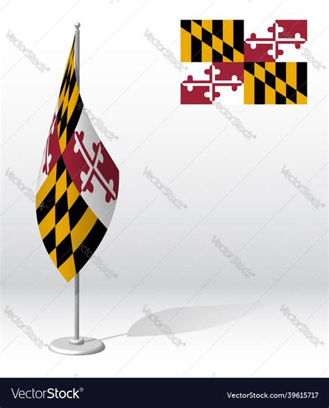 Flag Of American State Maryland On Flagpole Vector Image