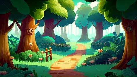 Forest Path Cartoon Powerpoint Background For Free Download - Slidesdocs