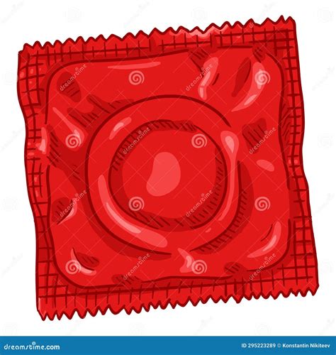 Vector Single Cartoon Condom In Red Package Stock Vector Illustration