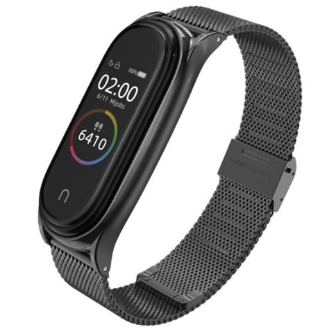 TECH PROTECT MilaneseBand Do Xiaomi Mi Band 5 6 6 NFC Czarny Pasek