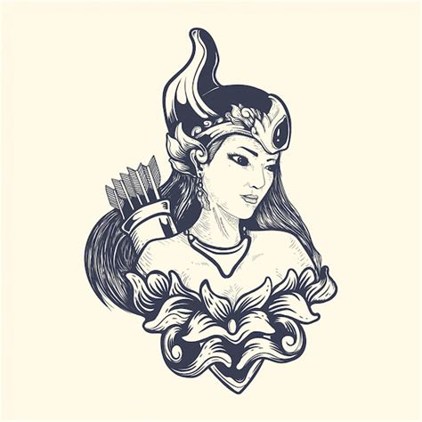premium vector srikandi  javanese mythology artwork illustration