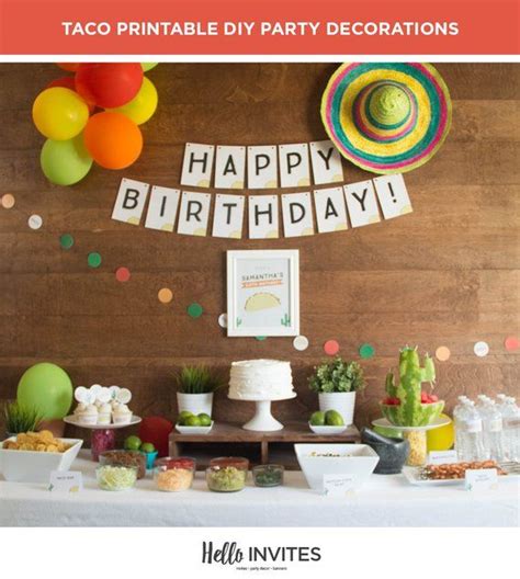 Taco Party Birthday Decorations Instant Access Edit Now | Etsy | Birthday, Diy party packs ...