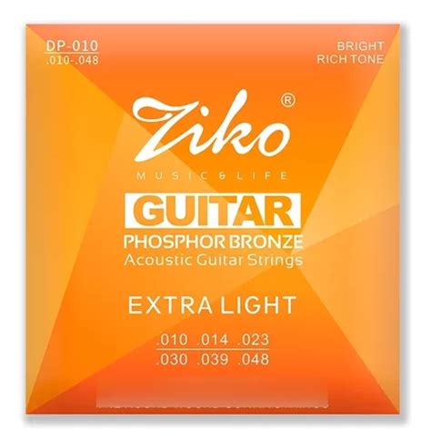 Ziko Cuerdas Metálicas Guitarra Acústica 010 Dp 010 Cuotas Sin Interés