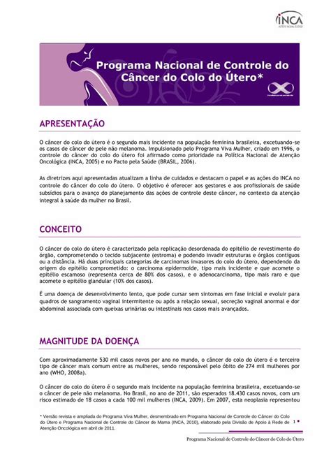 Pdf Programa Nacional De Controle Do Câncer Do Colo Do Útero Dokumen Tips