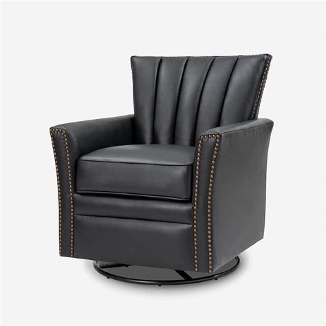 Reviews For Jayden Creation Adela Black Genuine Leather Swivel Rocking