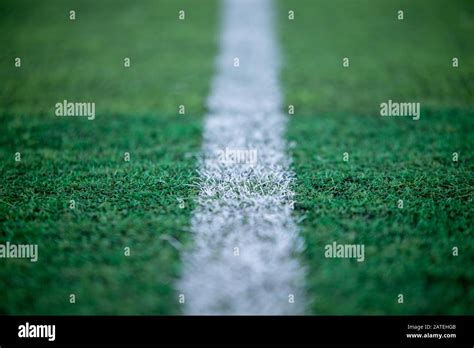 Football field with white line Stock Photo - Alamy