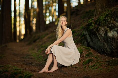 Wallpaper Blonde Open Mouth Long Hair White Dress Sitting