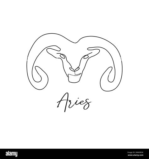 Astrology Zodiac Sign Aries Horoscope Symbol In Line Art Style Isolated