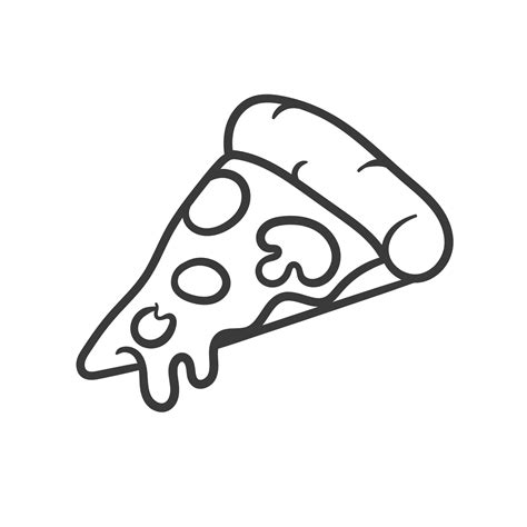 Vector Illustration Pizza Slice With Melted Cheese And Pepperoni Hand