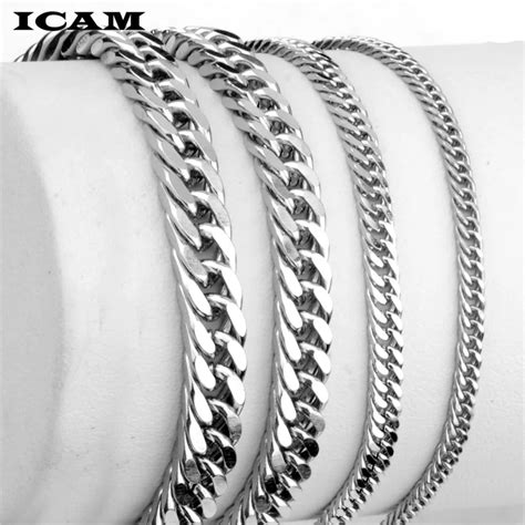 Icam Armband F R M Nner Frauen Curb Cuban Link Kette Edelstahl Mens