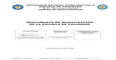 Reglamento De InvestigaciÓn De La Escuela De Posgrado€¦ · Universidad