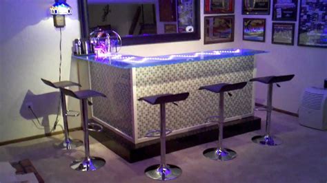 My Custom Bar With Glass Top And Led Lighting Youtube