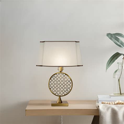 Hdc Modern Luxury Metal Golden Table Lamp With Fabric Lamp Shade