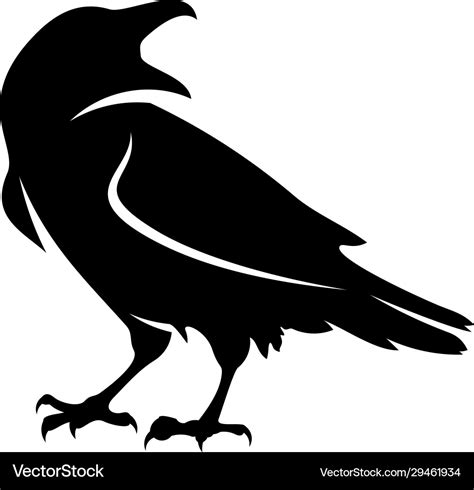 Raven bird logo template black silhouette Vector Image