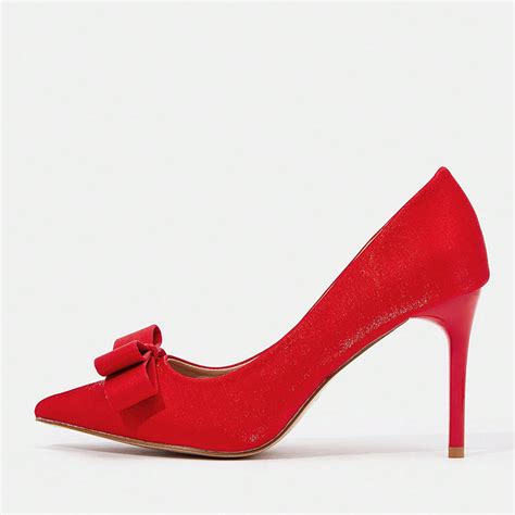 Red Pointed Toe Bow Stiletto Heels Evening Sexy Pumps Vdcoo