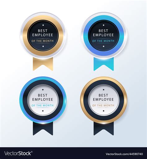 Employee Of The Month Business Gradient Badge Set Vector Image