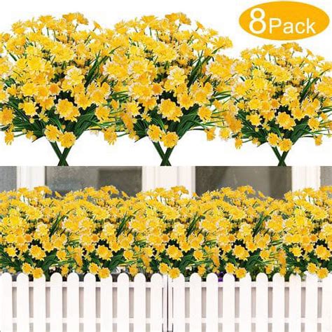 Sinhoon Bundles Artificial Flowers Uv Resistant Outdoor Decoration