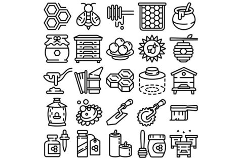 Propolis Icons Set Outline Style Graphic By Nsit Creative Fabrica