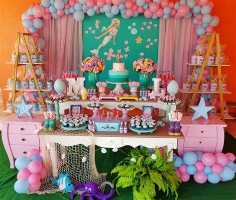 Decoração Da Barbie Sereia - Decoração de aniversário Barbie Sereia. Decoração de aniversário em ...