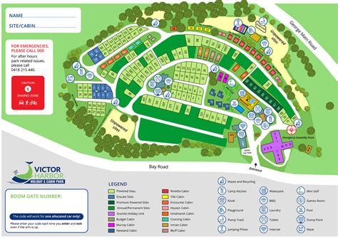 Park Map - Cabin and Site Plan for Victor Harbor Holiday and Cabin Park