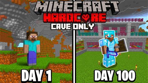 I Survived 100 Days Of Hardcore Minecraft In A Cave Only World