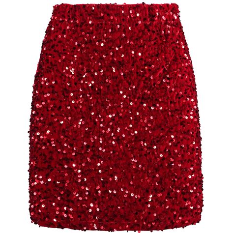 REEMONDE Women S Sequin Skirt Sparkle Stretchy Bodycon Mini Skirts