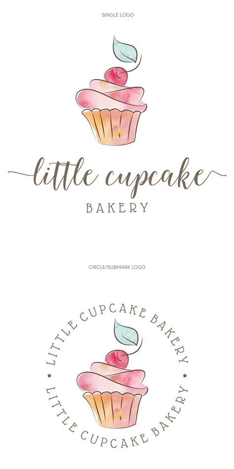 Premade Bakery Logo Cupcake Logo Watercolor Bakery Logo Etsy Baking