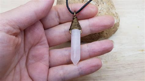 Mens Rose Quartz Pendant Unisex Crystal Necklace 5th Etsy