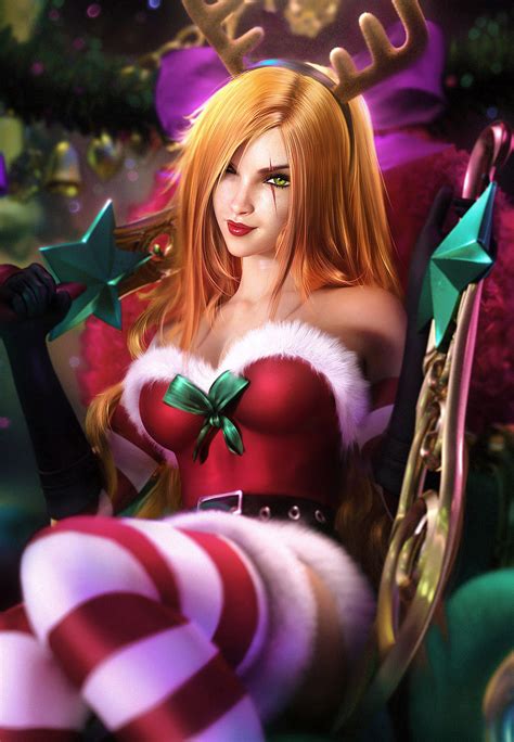 Wallpaper Anime Girls Santa Costume Sevenbees League Of Legends