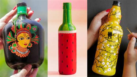 3 Bottle Art Ideas Glass Bottle Painting Ideas Step By Step