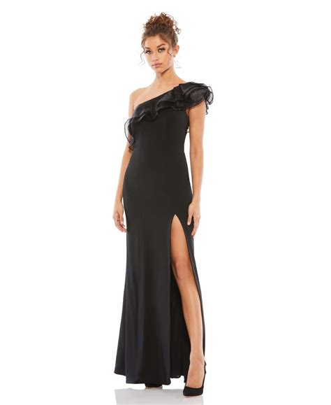 Mac Duggal Womens Ieena Ruffled One Shoulder Gown In Black Modesens