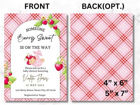 Strawberry Shortcake Baby Shower Invitation Editable Template Instant