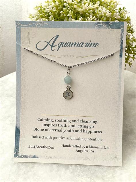 Personalized Aquamarine Necklace Dainty Aquamarine Jewelry