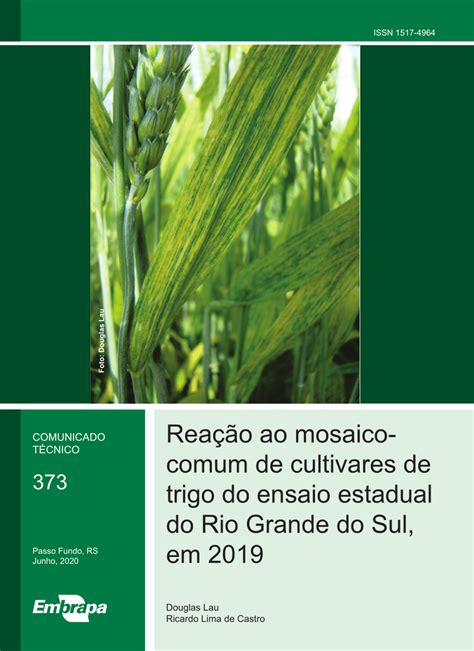 Pdf Rea O Ao Mosaico Comum De Cultivares De Trigo Do Ensaio Estadual