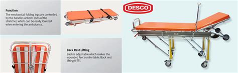 DESCO Auto Loader Ambulance Stretcher Aluminium Stretcher Trolley