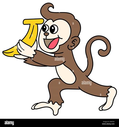 Monkey Carrying Banana Stock Vector Image Art Alamy