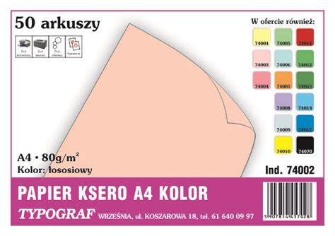 Papier kolorowy ksero Typograf A4 80 g łososiowy Typograf Sklep