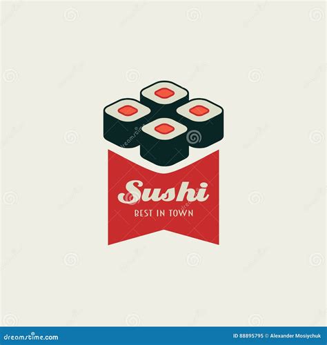 Vector Sushi Logo Or Symbol With Rolls Stock Vector Illustration Of