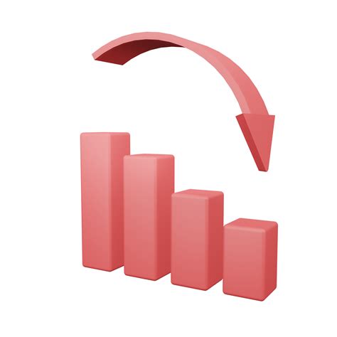 Tabel Bearish Naar Beneden Neiging Rood Pijl Realistisch 3d