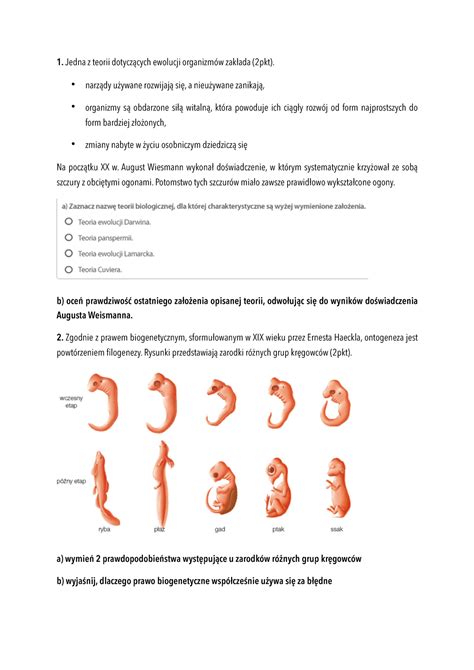 Sprawdzian Biologia Ewolucja Klasa 8 Nowa Era Margaret Wiegel